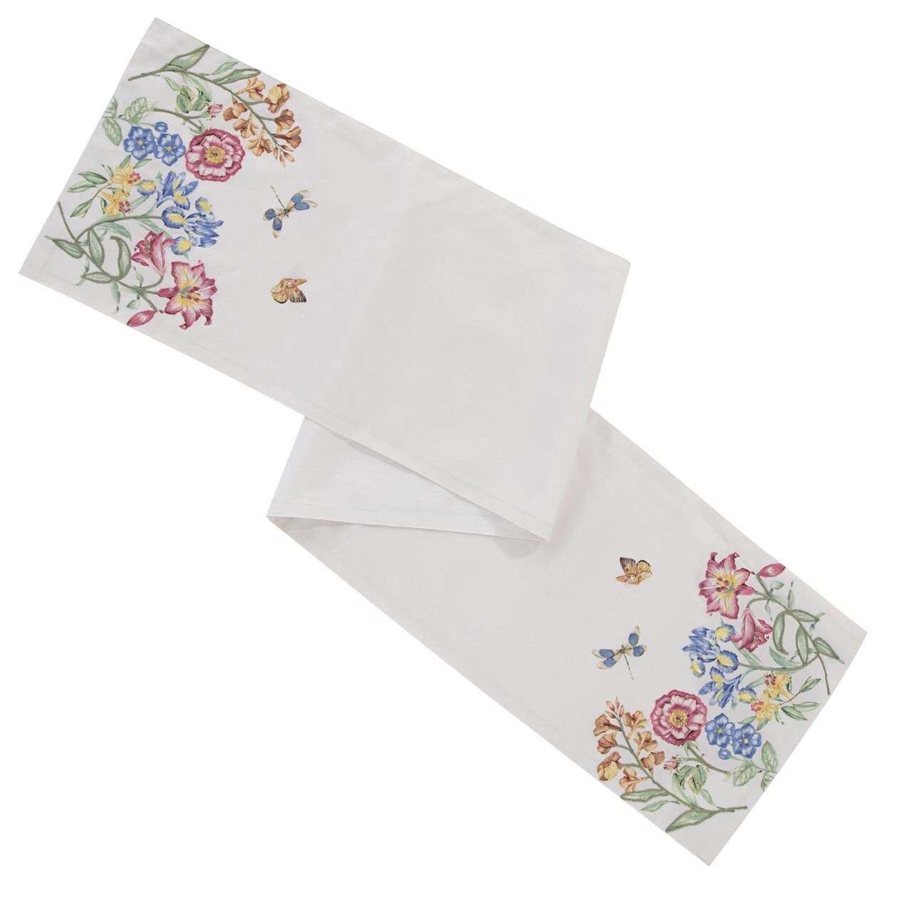 Lenox Butterfly Meadow Garden Embroidered Runner, Multicolor - 14"W x 72"L
